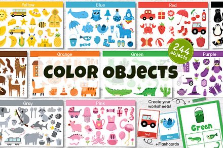 Color Objects Clipart Collection, an Education Illustration by Gulnara Sabirova