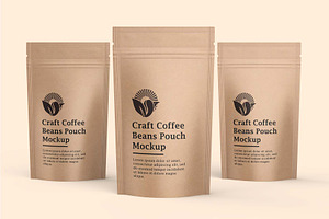 Craft Paper Coffee Pouch Bag Mockup