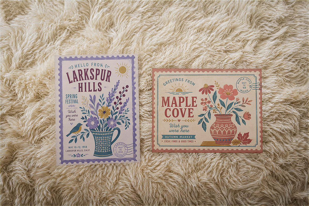 Vintage Postcard Card Mockup, a Merchandise Mockup by Pitchlook.Studio (Photo 2 of 3)