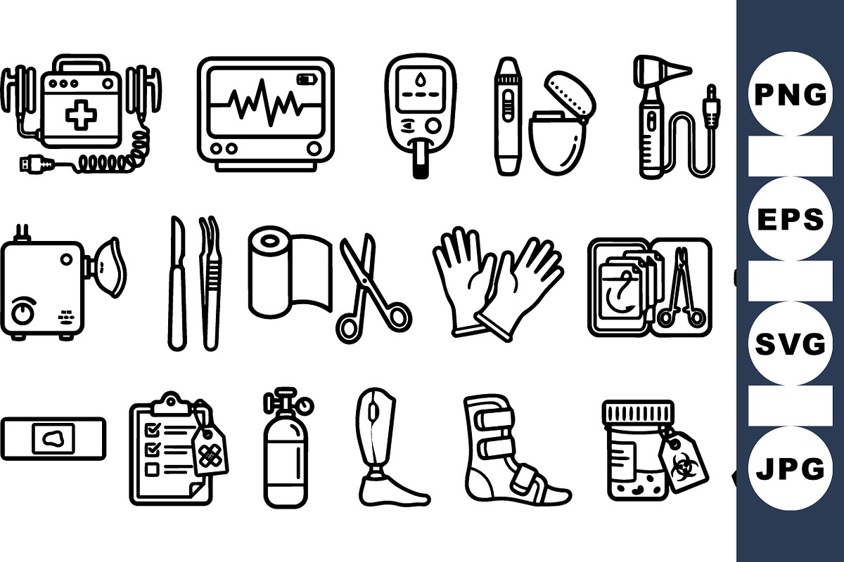 Medical Equipment Icon Set, an Illustration by designvectx (Photo 3 of 3)