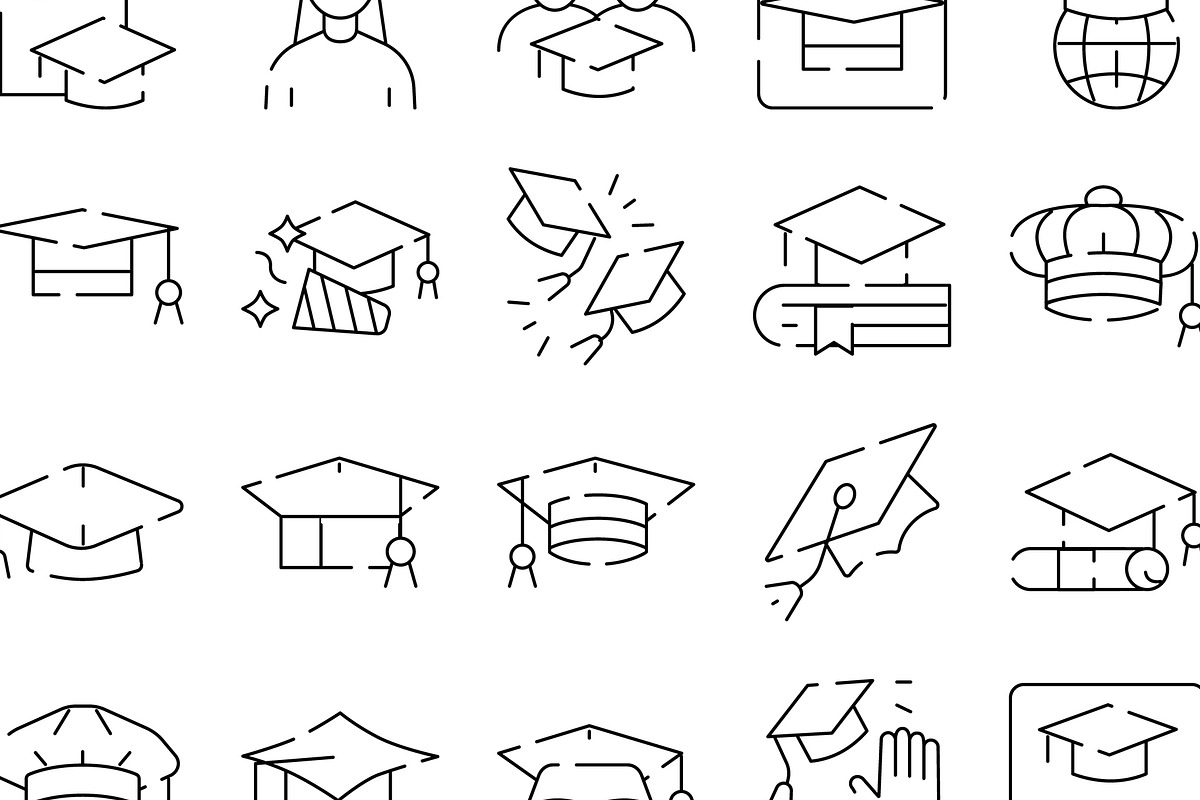 Graduation education line icons, an Object Graphic by pikepicture (Photo 3 of 3)