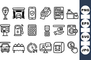 Minimalist Payment Icon Set, an Illustration by designvectx