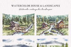 Watercolor House & Landscapes