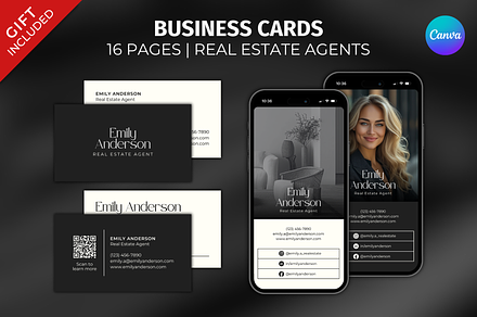 Real Estate Business Cards Canva, a Business Card Template by Gilla Templates