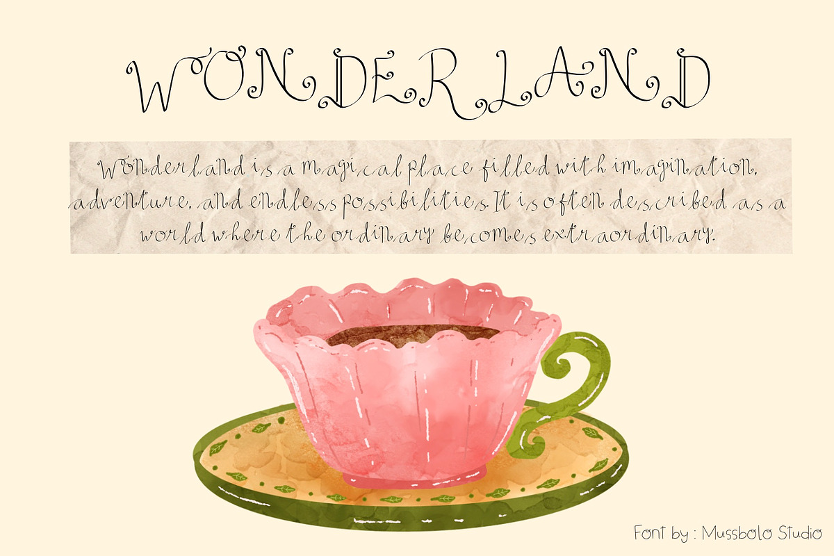 Whimsical handwritten font - curly, a Script Font by Mussbolo Studio (Photo 1 of 3)