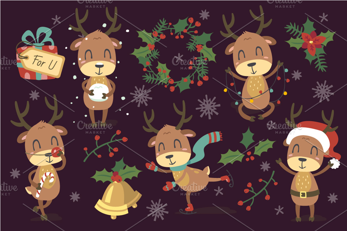 Christmas deers set, an Object Graphic by SunnyWS (Photo 2 of 8)