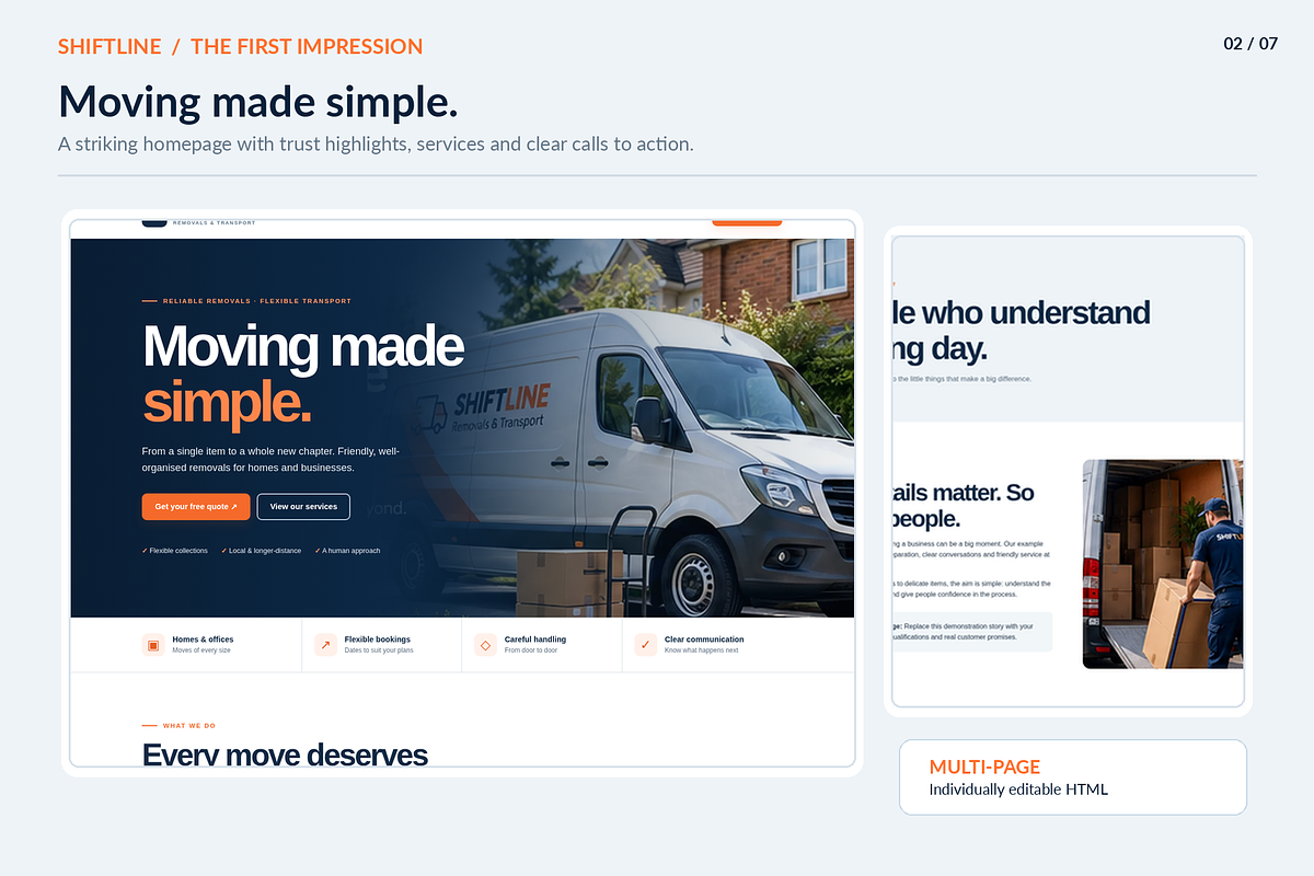 SHIFTLINE - Removals HTML Template, a HTML Template by Darweish Designs (Photo 3 of 7)
