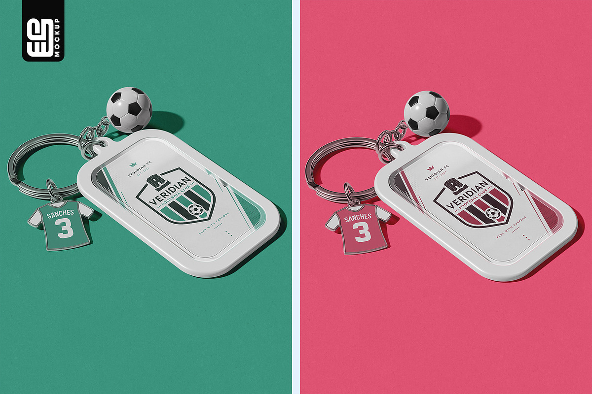 Football Keychain with Charms Mockup, an Advertising Mockup by SD Mockup (Photo 4 of 5)