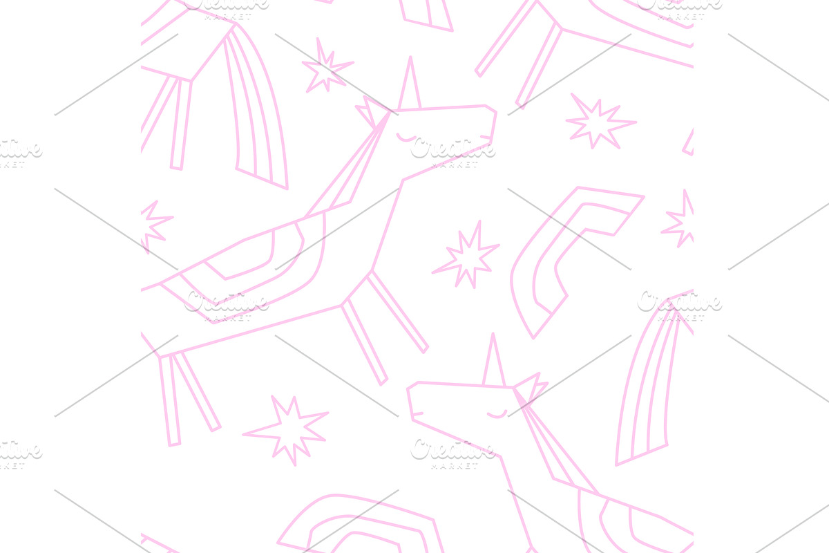 Abstract hand drawn linear unicorns, an Illustration by Toltemara