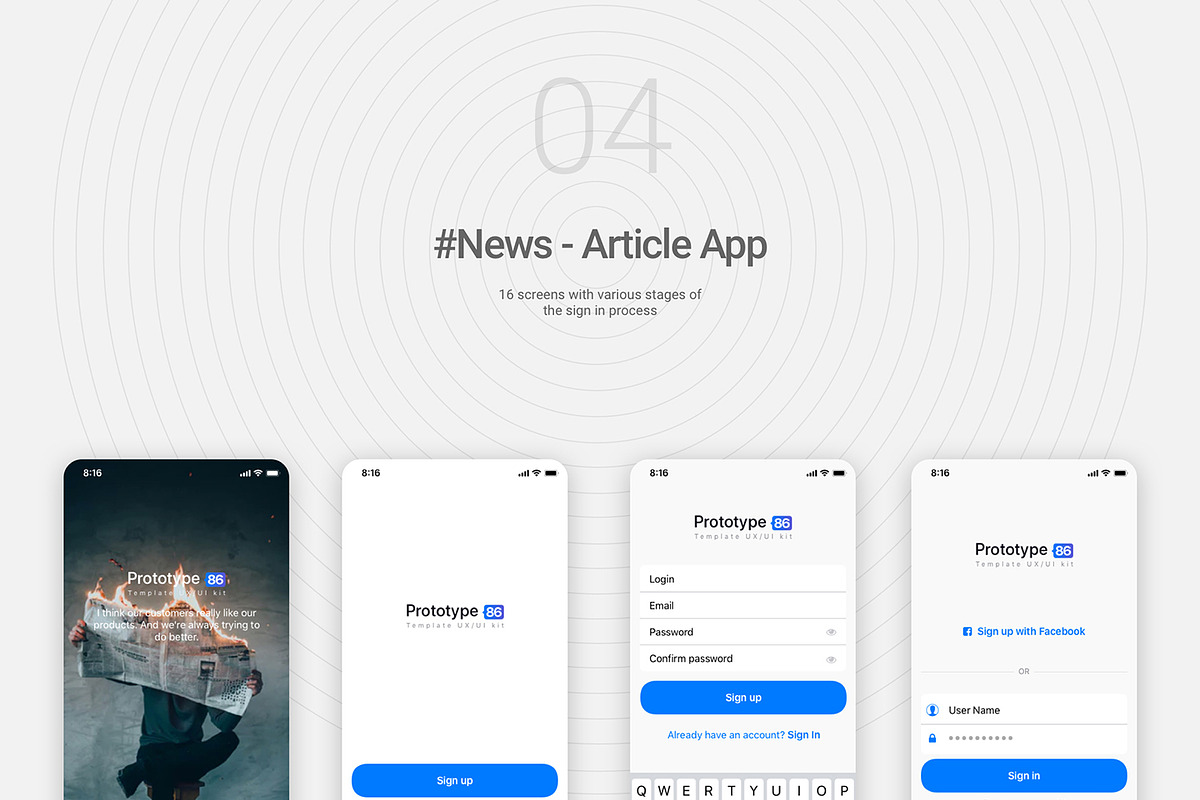 Prototype 86 Template UX/UI Kit, an UI Kit Template by App for Mobile & Website (Photo 10 of 13)