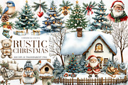 Rustic Christmas Watercolor Clipart, an Illustration by Designworld (Thumbnail 1 of 5)