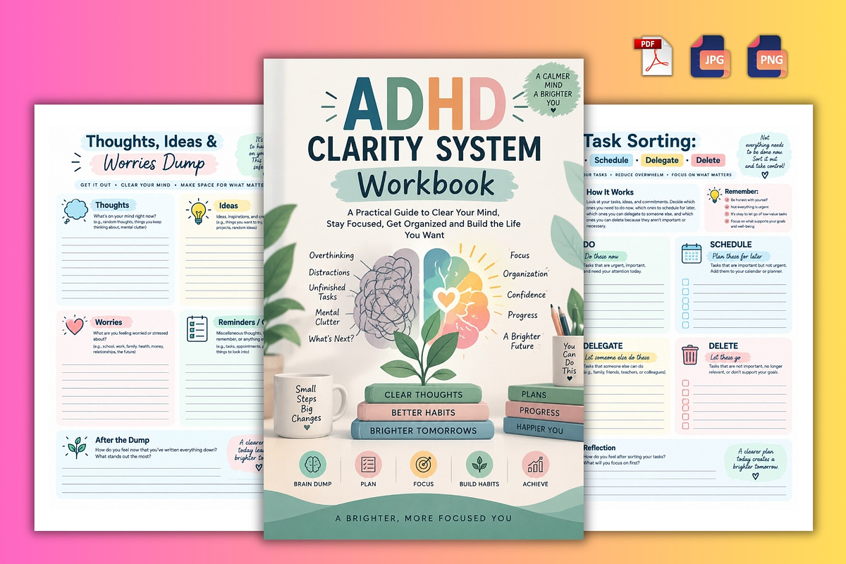 ADHD Clarity System Workbook, a Stationery Template by Designmela01 (Photo 3 of 6)