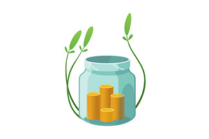 Investing bottle money, icon, a Finance Illustration by Things for designers