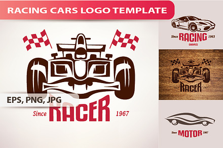 3 Racing Cars Logo Template
