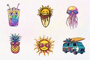 Funky Summer Clipart, an Illustration by CreationArt (Thumbnail 3 of 5)