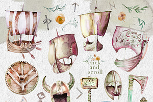 Watercolor Viking Clipart Set