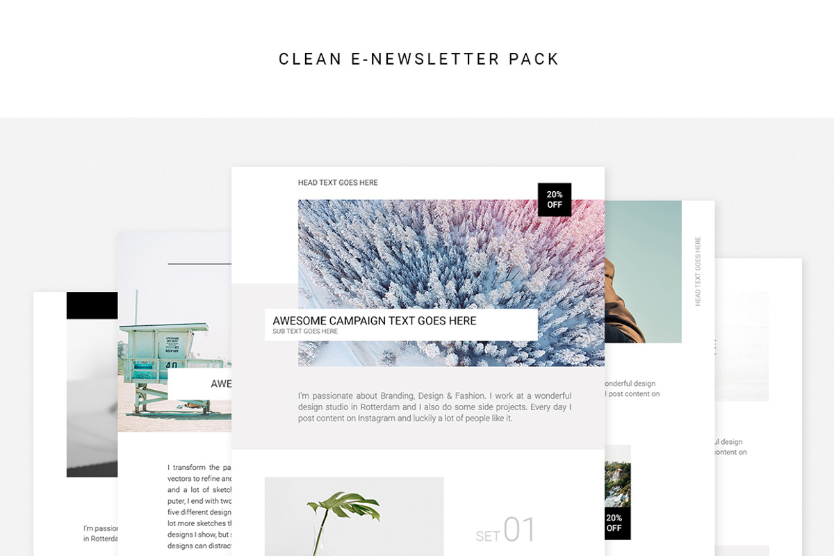 Clean E-newsletter Pack, an Email Template by Swiss_cube (Photo 1 of 7)