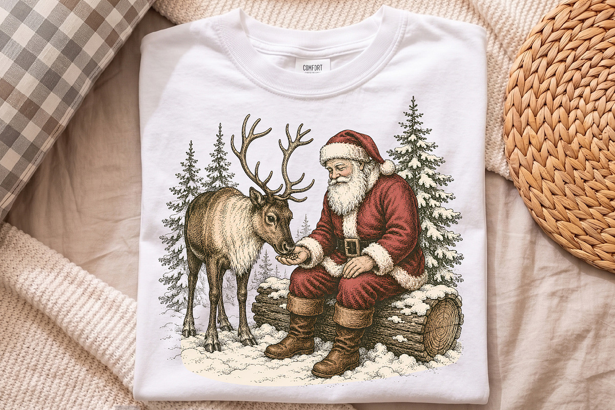 Santa Claus Feeding Reindeer PNG, a Seasonal Illustration by Libby Wishes (Photo 4 of 4)