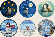 Sweet Baby Penguin Stained Glass Cli, an Illustration by SVGArt (Thumbnail 5 of 8)