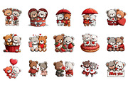 Valentine Bear Couple Clipart, an Illustration by DreamArtGraphic (Thumbnail 2 of 4)