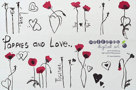 Poppies and love clipart