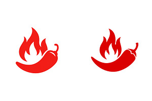 Red chili pepper icons with flame, a Food Illustration by ZinetroN