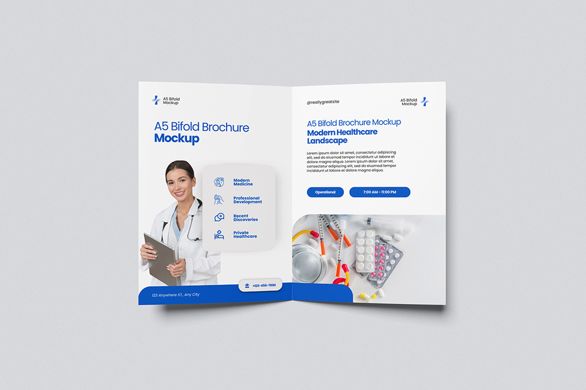 A5 Bifold Brochure Mockup, a Product Mockup by swsi-studio (Photo 5 of 5)