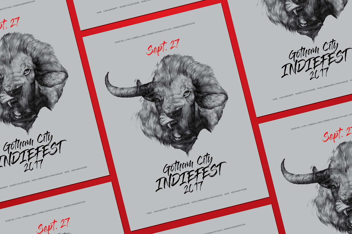 Hand Drawn Buffalo Lion Flyer, a Flyer Template by ashenterprise (Photo 3 of 3)