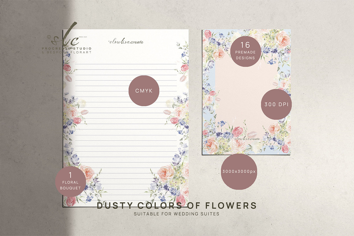 Romantic Watercolor Florals, an Invitation Template by slowlivecreate (Photo 4 of 6)