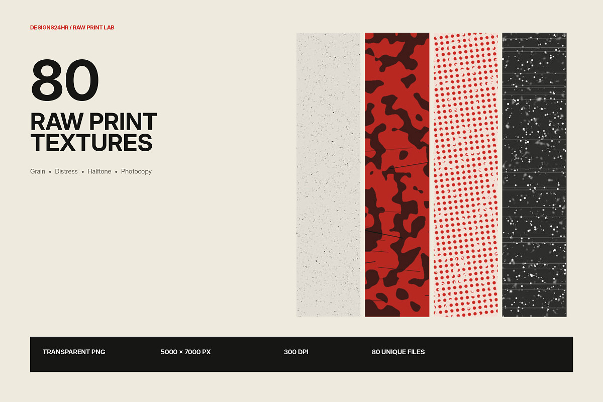 80 Raw Print Grunge Texture Overlays, a Texture Graphic by Designs24hr (Photo 1 of 15)