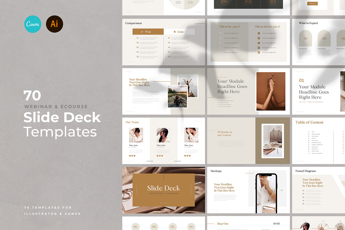 CANVA Slide Deck For eCourse/Webinar, a Marketing Template by AndrewPixel (Photo 2 of 13)