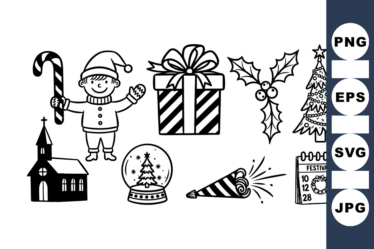 Christmas Holiday SVG Clipart Set, an Illustration by designvectx (Photo 1 of 3)