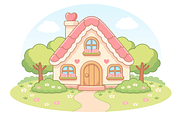 Sweet Cute Fairy House Cartoon, a Decorative Illustration by Artpon Illustration (Thumbnail 1 of 3)