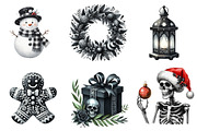 Watercolor Gothic Christmas Clipart, an Illustration by CreationArt (Thumbnail 5 of 7)
