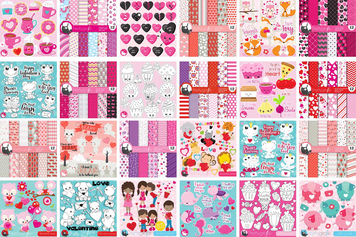 Mega Valentine graphics bundle, an Illustration by PrettyBundles (Photo 3 of 5)