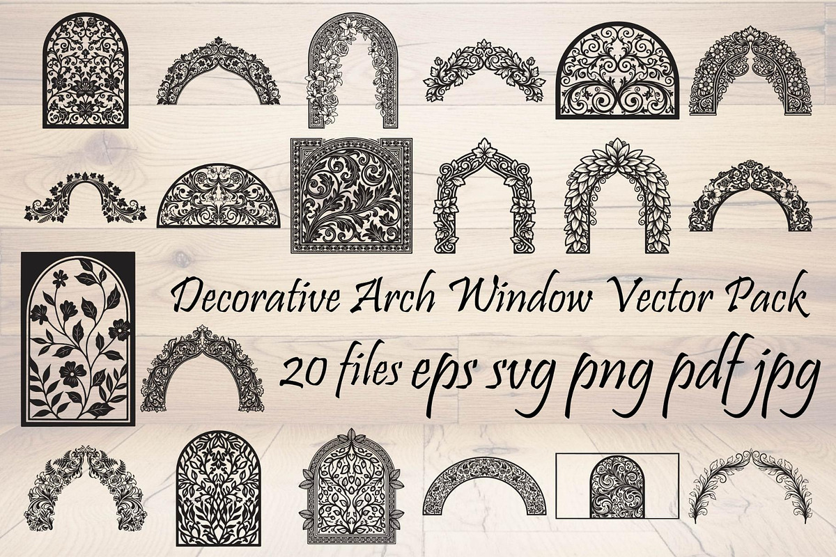 Decorative Arch Window Vector Pack, a Decorative Illustration by Designer_Momina (Photo 1 of 21)