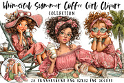 Whimsical Summer Coffee Girl Clipart, an Illustration by OK Design (Thumbnail 1 of 6)