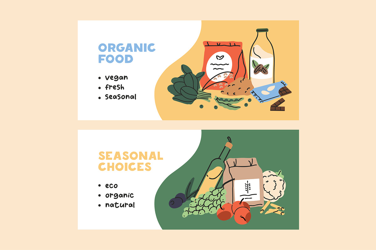 Healthy vegan food set, templates, a Food Illustration by PaperTrident (Photo 7 of 7)