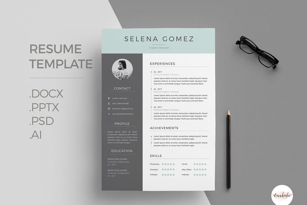 Professional CV Template, a Resume Template by Emaholic Template (Photo 1 of 5)