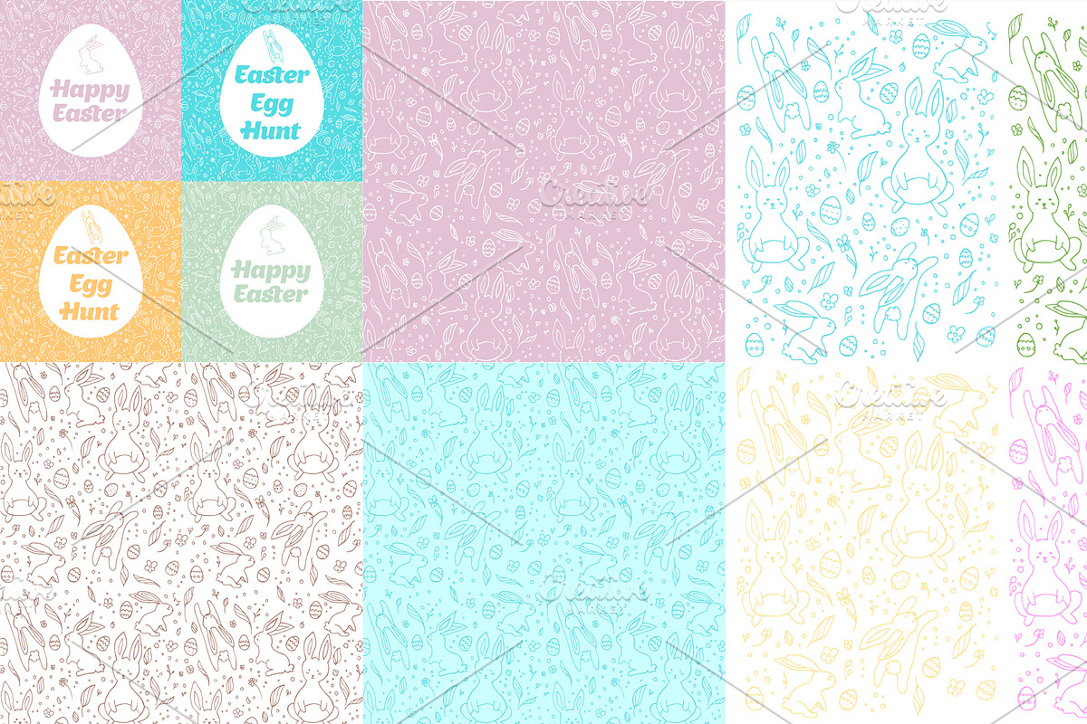 Easter doodle backgroungs bundle, a Pattern Graphic by VioSilent (Photo 1 of 2)