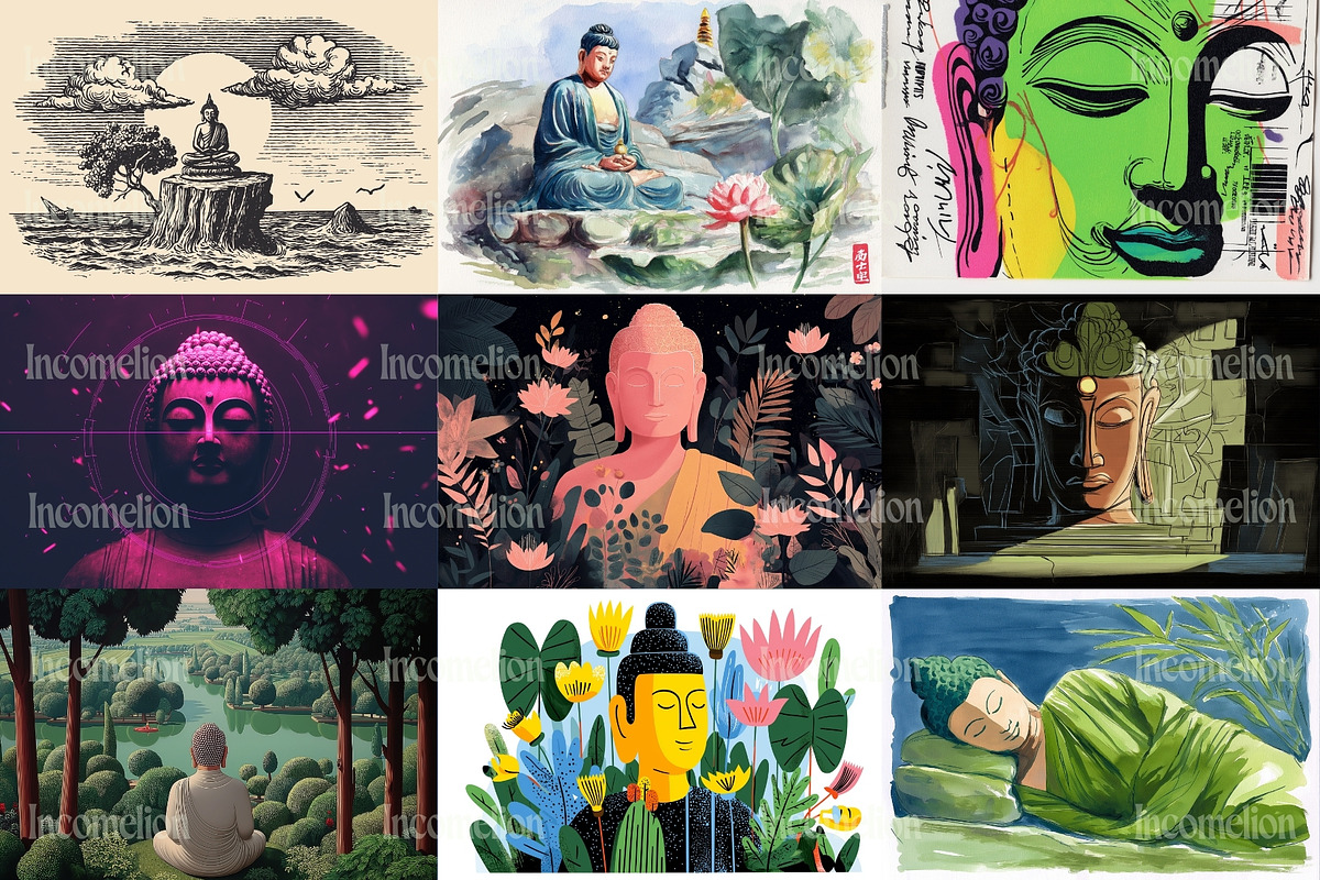 150 Spiritual Buddha Illustrations, a Decorative Illustration by Incomelion (Photo 3 of 21)