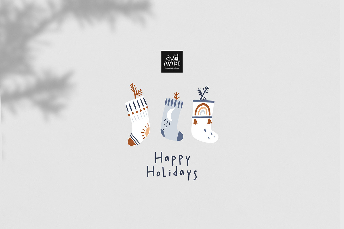 Boho Christmas - vector collection, a Seasonal Illustration by avdnadi (Photo 11 of 11)