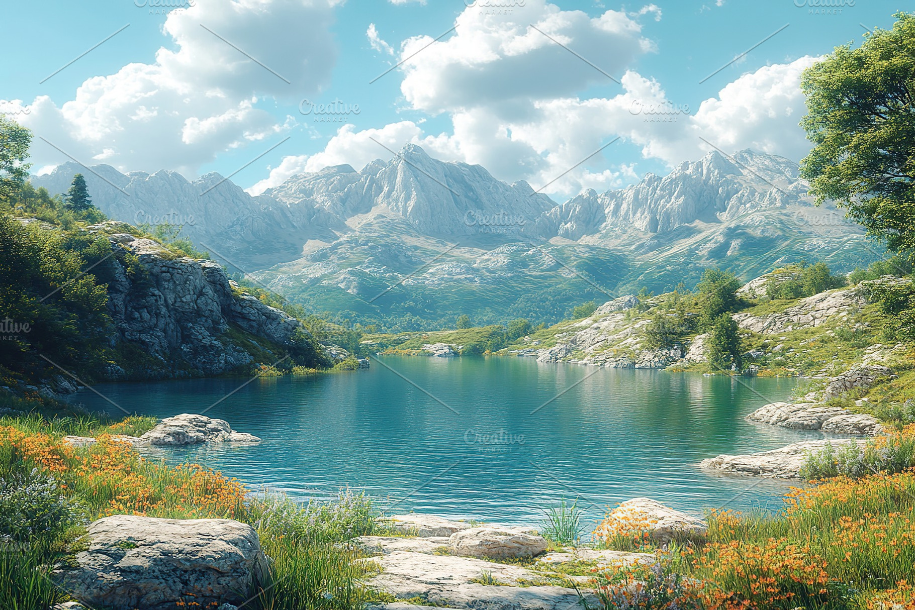 National park with lake on mountain background, a Nature Photo by AlyaAnd