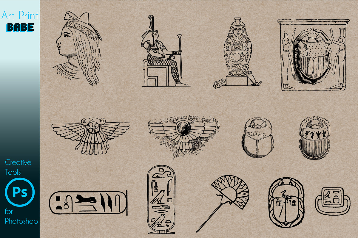Photoshop Egyptian Brush Tattoo Art, a Brush Add-On by ArtPrintBabe (Photo 7 of 8)