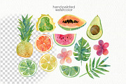 Watercolor Tropical Clipart, a Food Illustration by OllyKo Art (Thumbnail 4 of 8)