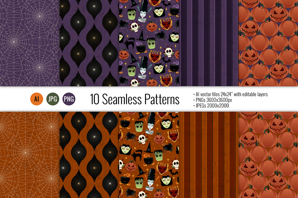 Creepy Creatures Halloween Set, a Pattern Graphic by MelanieTaylorARTIST (Photo 2 of 7)