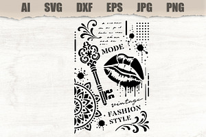 Stencil Vintage Fashion Lips