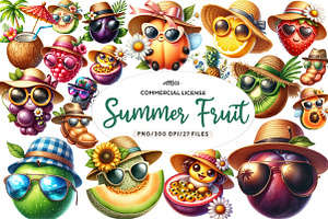 Summer Fruit Watercolor Clipart, an Illustration by CreationArt