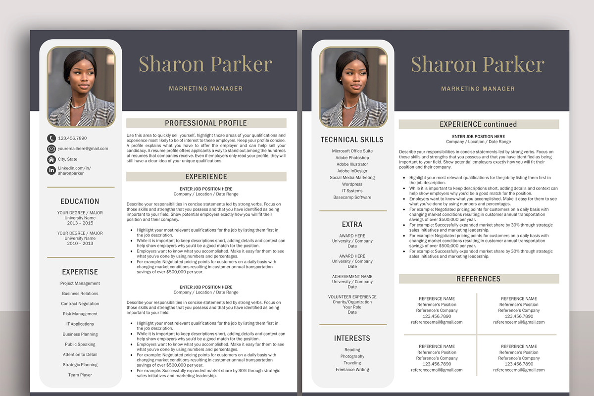 Resume Template + Cover Letter CV, a Resume Template by Klamp Studio (Photo 3 of 8)