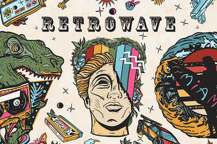 Retrowave old school tattoo